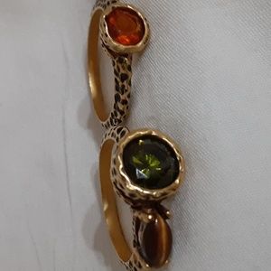 Two Ring Set Gemstones and Tiger's Eye